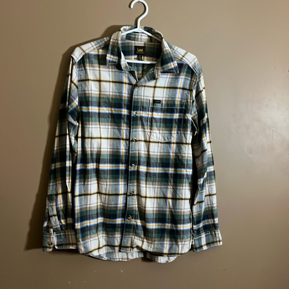😄Plaid button down shirt long sleeve l2
